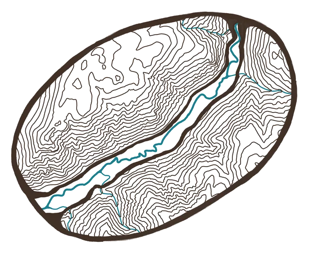Chewuch Coffee Traders — the Chewuch River drainage drawn as a coffee bean